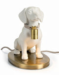 **Nederlandse technische titel: Decoratieve hondenlamp met porseleinen afwerking en messing details**