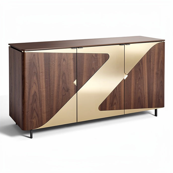 **Technische titel in het Nederlands: Moderne kast met hout en gouden accenten**